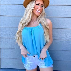 Pleated Ruffle Lightweight Spring Cami Tank